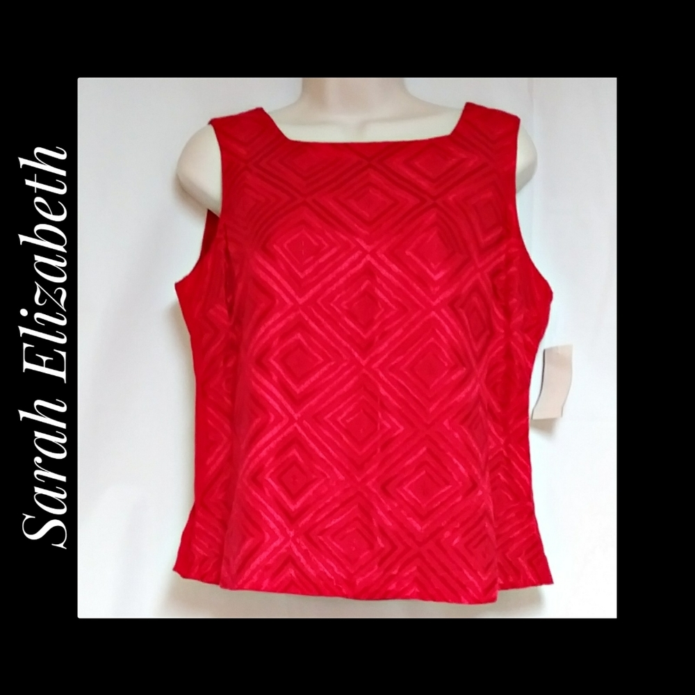 Sarah Elizabeth Red Embroidered Tank Top NWT's